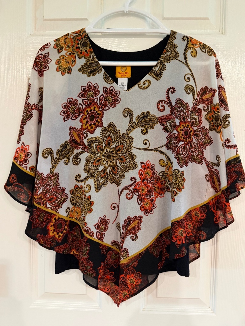 Ruby Rd Blouse orange, gold, black sz PS